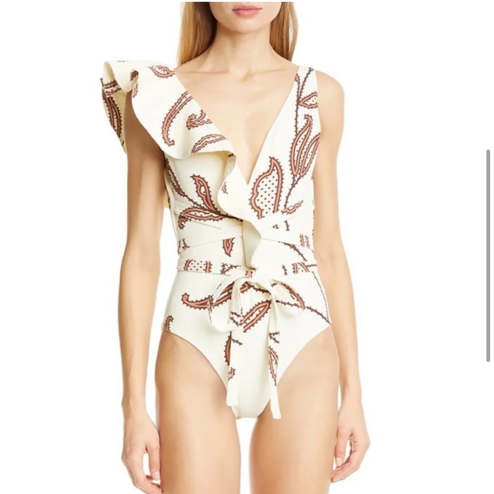NWT Majorca OnePiece Bikini In Ruffle Tie Print - Picture 3 of 5